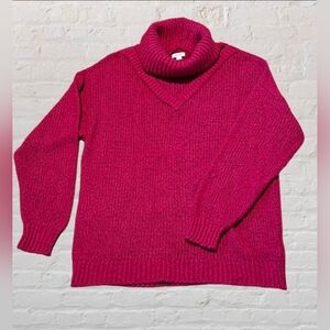 'Nine West' Raspberry pink knit cowl neck/turtleneck tunic sweater, Sz. XL